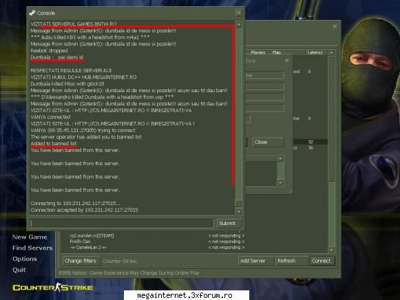 azi, a intrat pe server... am jucat cateva runde, dupa care din pur noroc am dat un headshot unuia